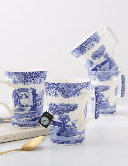 Spode Set of 4 Blue Italian Stoneware Mugs