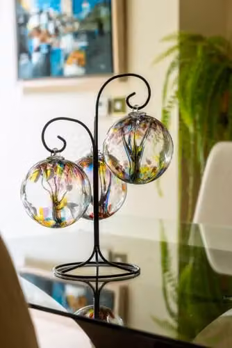 Sienna Glass Multicoloured Red Round Hanging Glass Ornament, 15 cm – 2