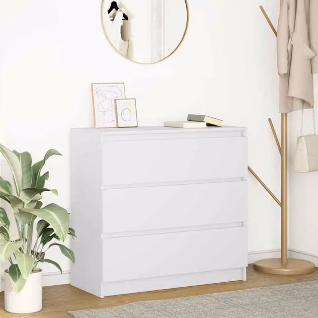 Berkfield Home White Matt Sideboard in MDF, W/D/H: 80 x 35 x 76 cm
