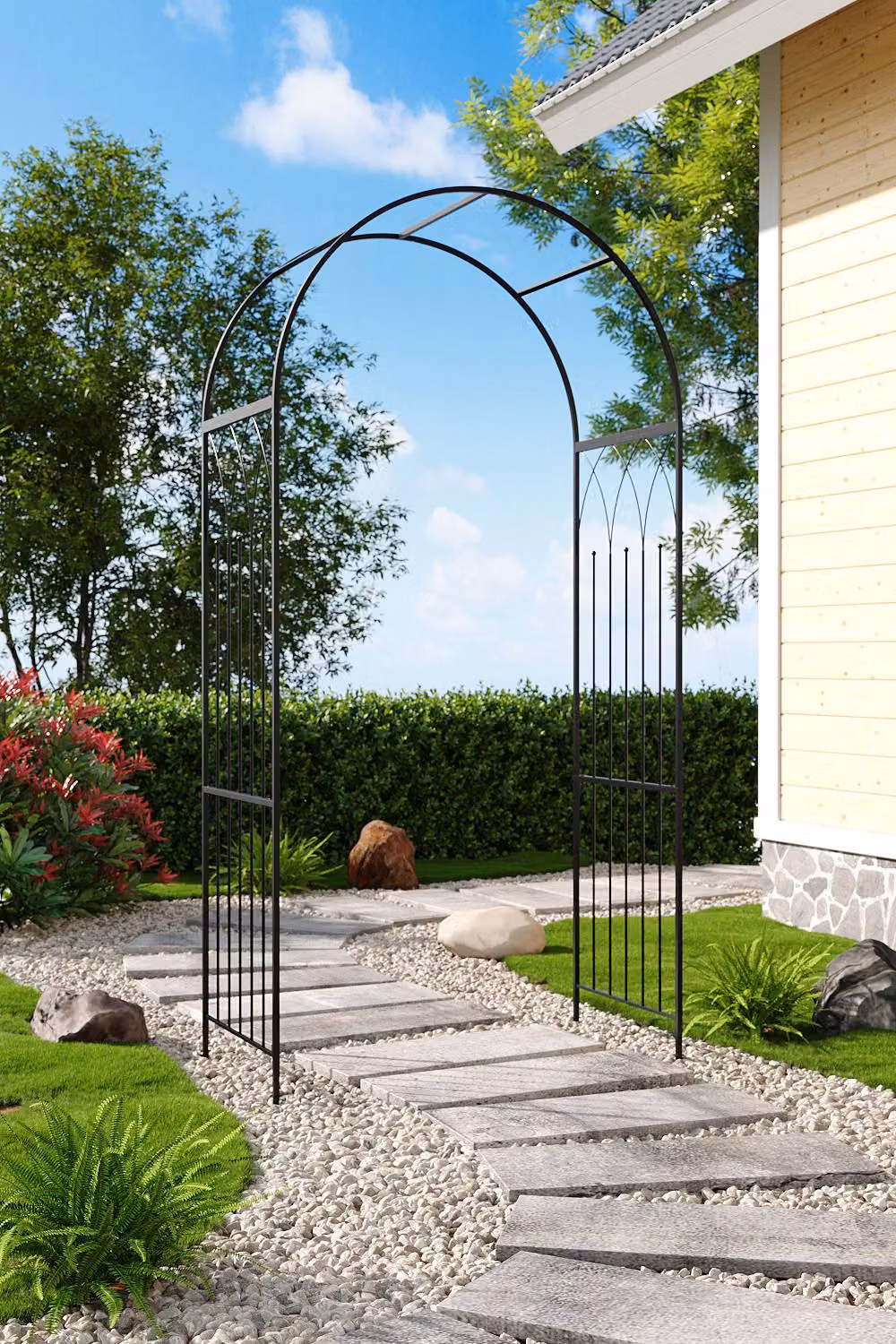 H&O Direct Black Metal Garden Arch Climbing Frame Support – 2