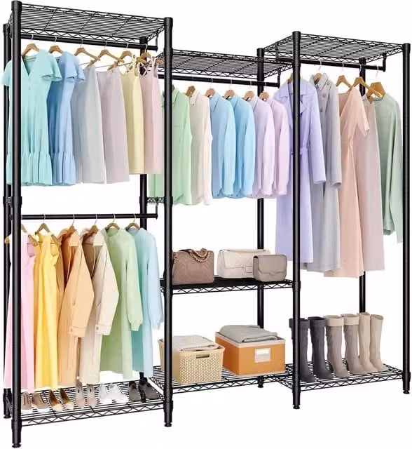 VOGREX Heavy Duty Metal Clothes Rail in Matt Black