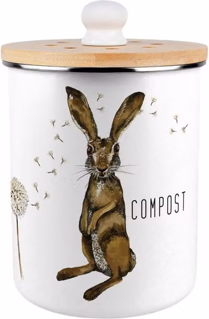 Purely Home Metal Compost Caddy with Flip Lid, 2L, Brown or White