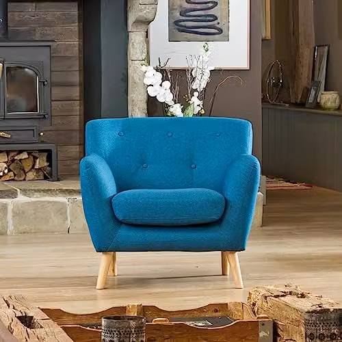 Artemis Home Lynwood Scandi Style Petrol Blue Fabric Tub Armchair