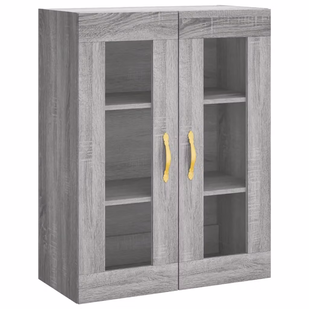 Berkfield Home Set of 2 Wall Mounted Cabinets with Glass Doors in Grey Sonoma Matt Finish – 3