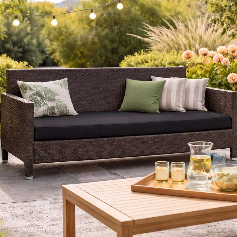 House of Home 4 Seater Outdoor Bench Cushion, Black, Width: 170 cm – 3