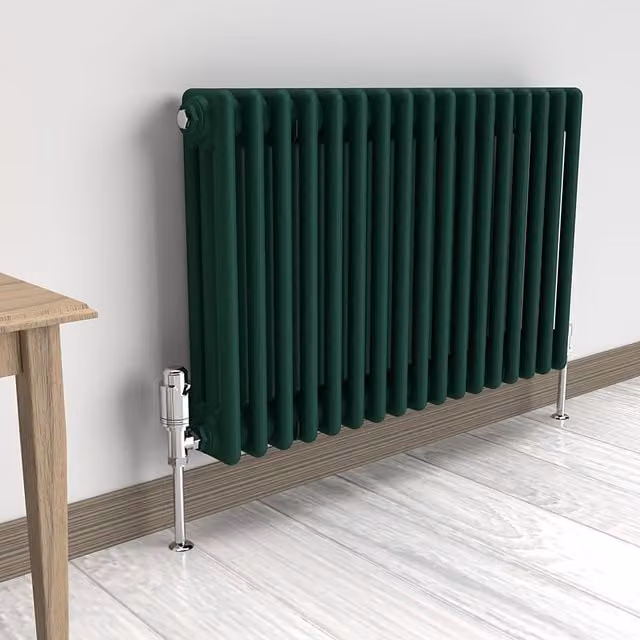 Lux Heat Horizontal 3 Column Steel Radiator in British Racing Green, W: 78.5 cm, H: 50 cm