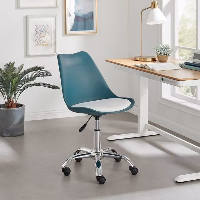 FurnitureboxUK Oslo Modern Scandi Faux Leather Home Office Gaming Chair in Petrol and White