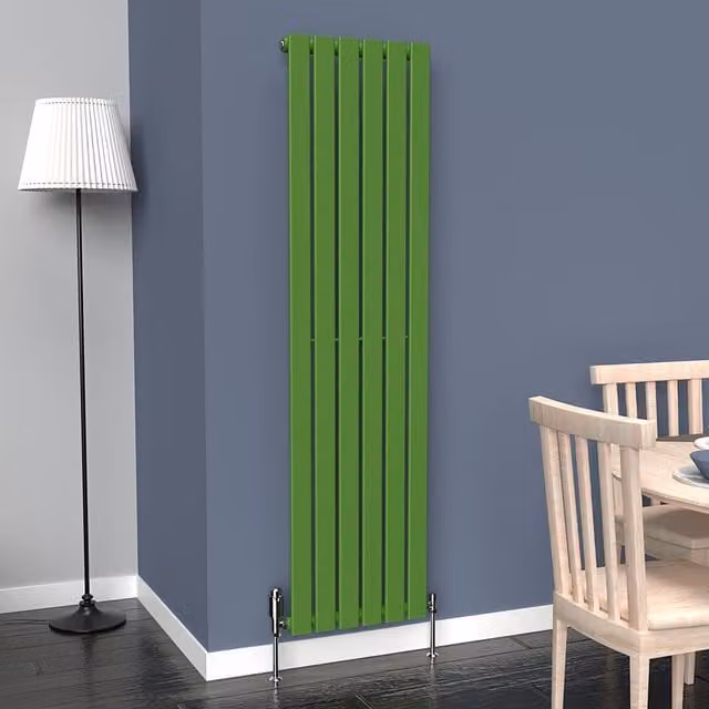 Lux Heat Flat Coloured Vertical Radiator in Apple Green, H: 160 cm, W: 42 cm