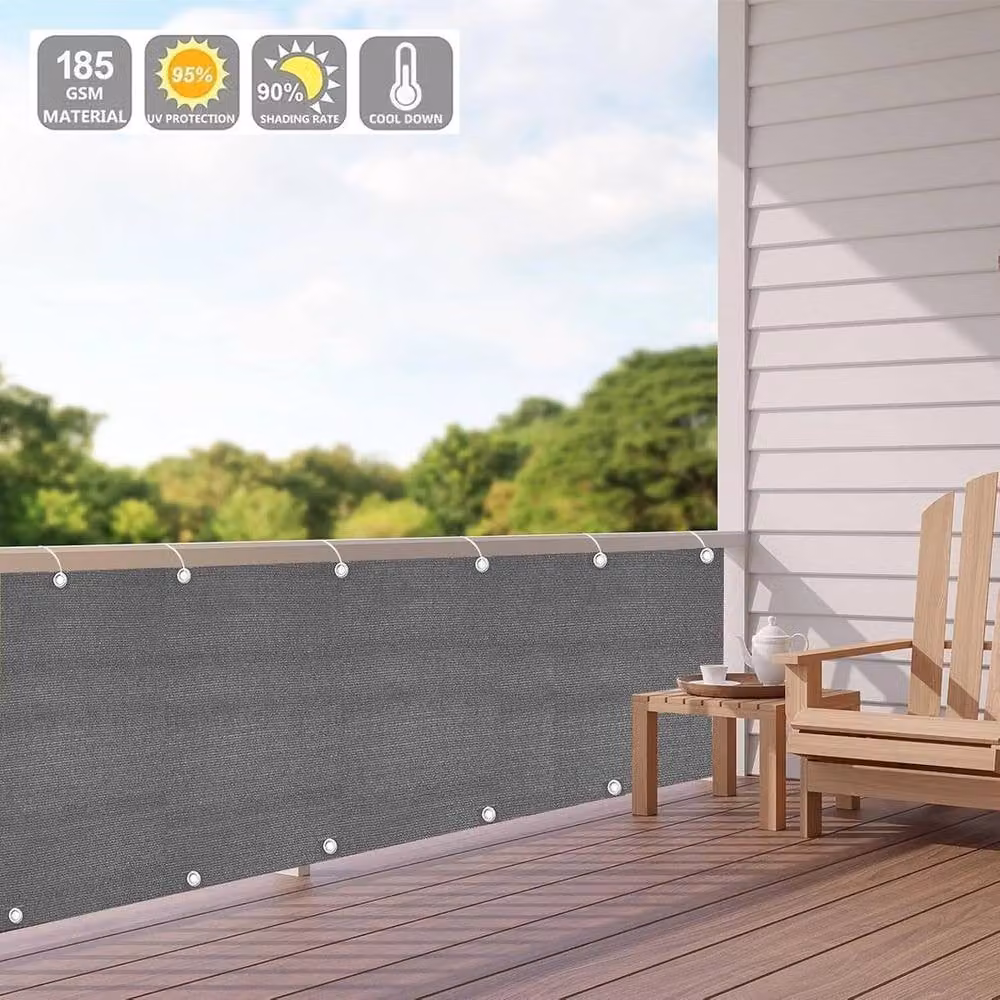 NESTLUNE Grey Semi-Transparent Garden Privacy Netting Windbreak Mat, W: 100 cm, H: 15 cm – 4