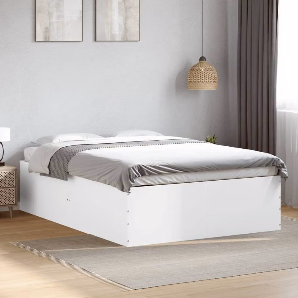 Berkfield Home Modern Bed Frame in White, Small Double, W/D/H: 120 x 200 cm – 2