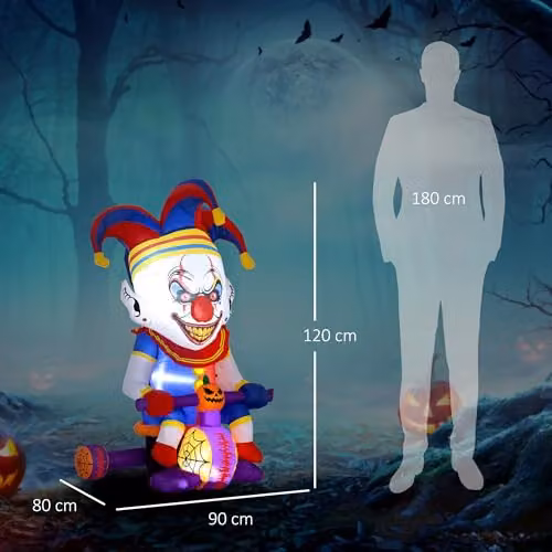 Outsunny Multicolour Halloween Inflatable Clown on Bicycle Decoration – 5