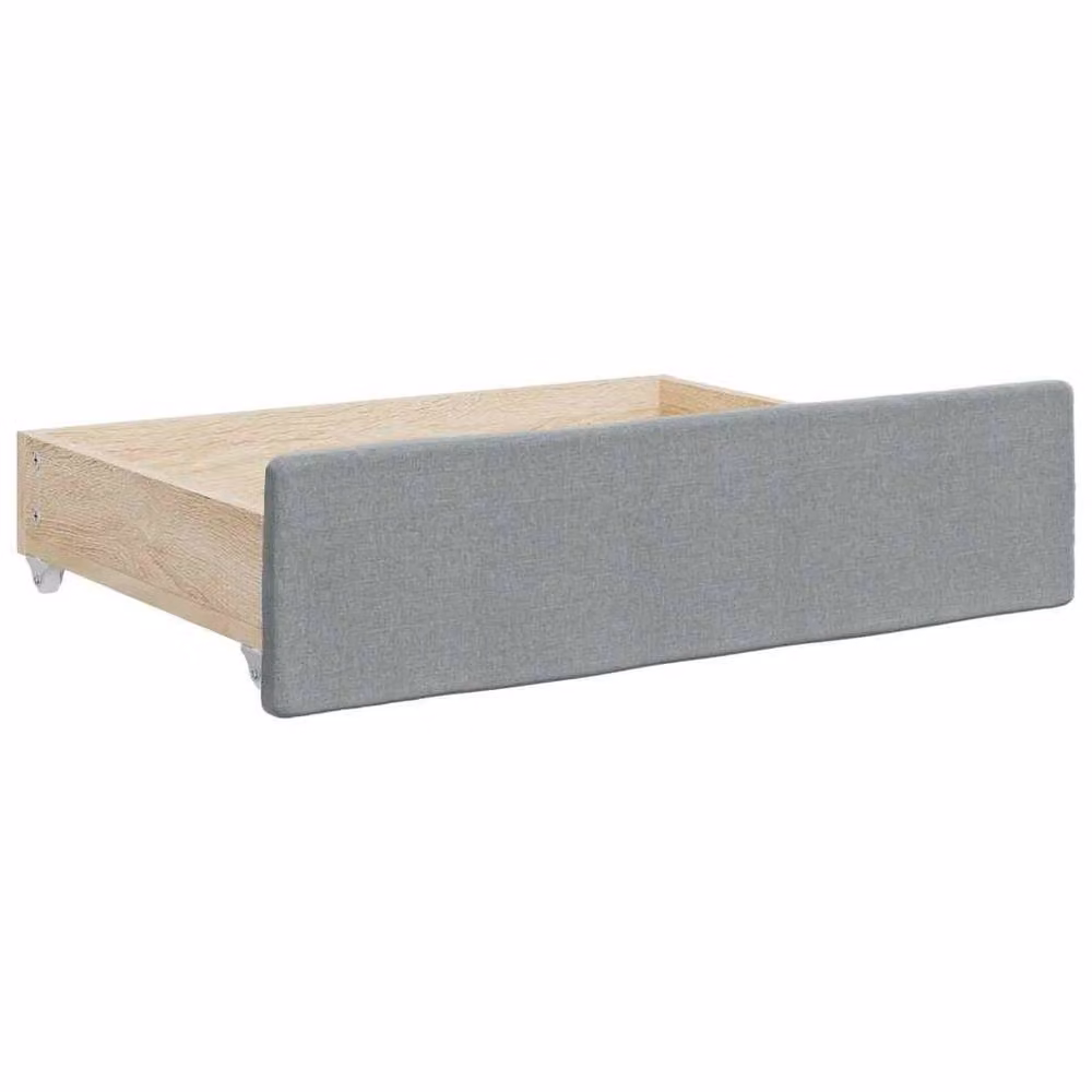 Berkfield Home Bed Storage Drawers, 2 Piece Set in Light Grey Engineered Wood and Fabric – 3