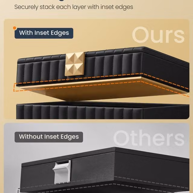 SONGMICS 4-Tier Stackable Jewellery Box with Mirror, Black