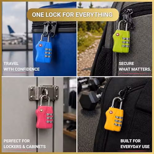 Shatchi TSA Approved 3 Digit Combination Luggage Locks, 2 Pack, Multicolour – 7