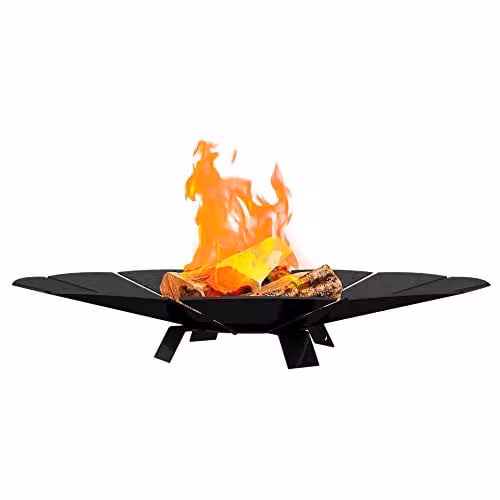 Primrose Chic Steel Sunny Fire Bowl in Black, Diameter: 68.4 cm, Height: 11.3 cm