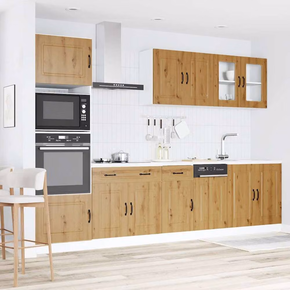 Berkfield Home Kalmar 7 Piece Modern Kitchen Cabinet Set in Artisan Oak Brown Engineered Wood – 2