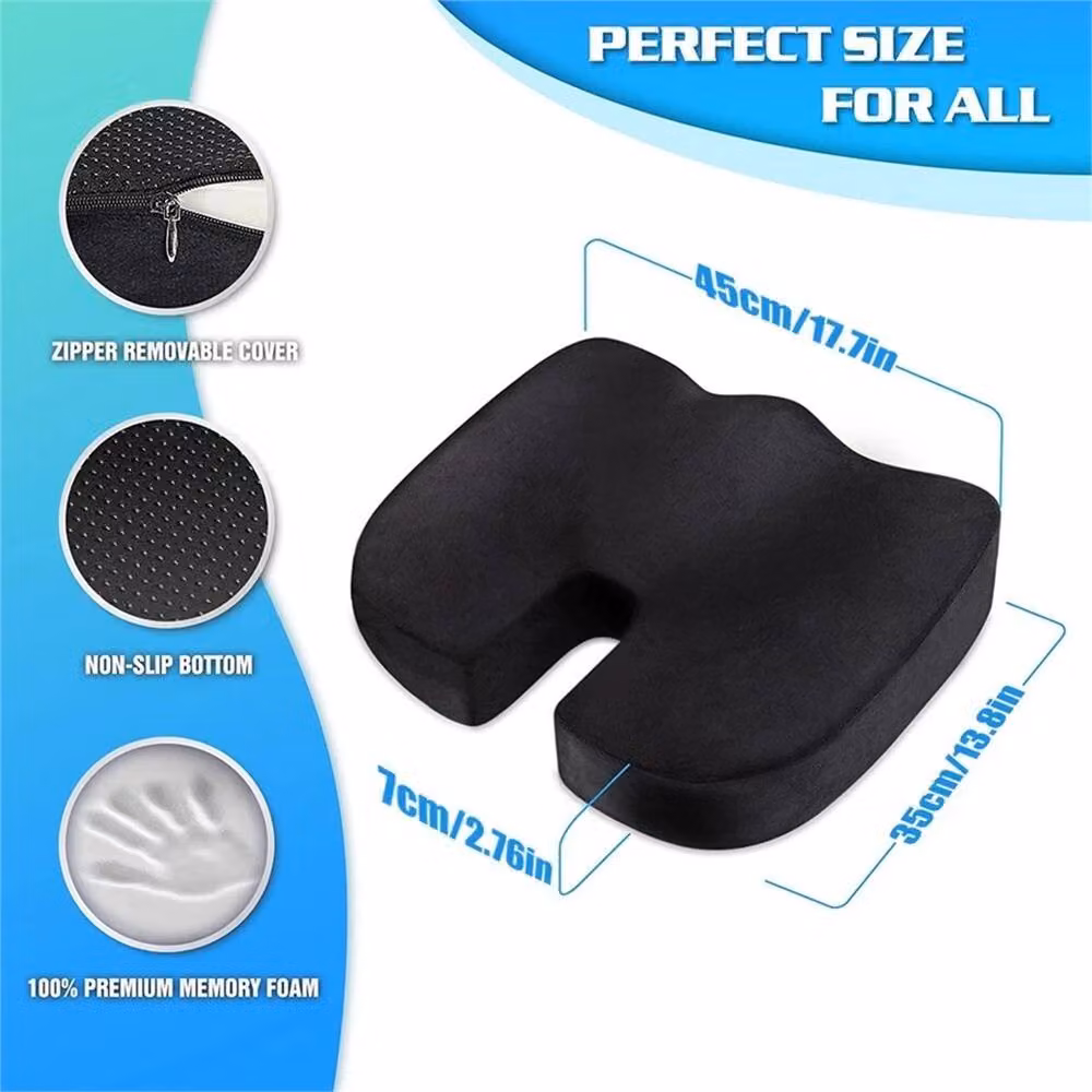 VOGREX Orthopaedic Memory Foam Wedge Seat and Back Cushion for Coccyx Pain Relief in Black – 2