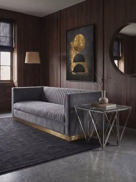 Orsina Modern Geometric End Table with Silver Metal Legs and Transparent Glass Top, W/D/H: 40 x 55 x 55 cm