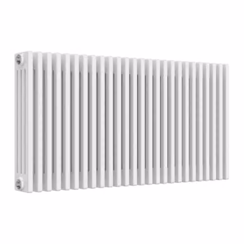 Reina Colona 4 Column White Steel Wall Hung Traditional Radiator H: 600 mm, W: 1010 mm