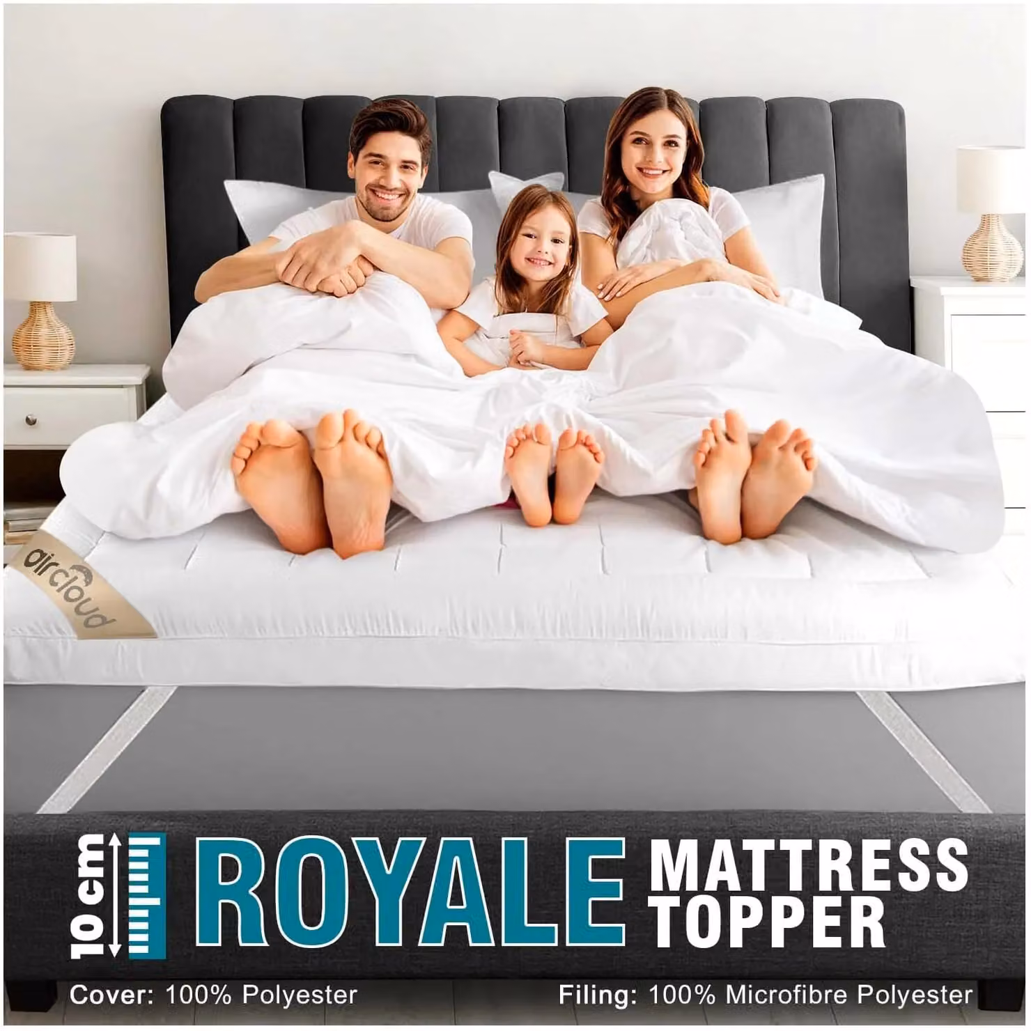 Gaveno Cavailia Super King Mattress Topper in White, 10 cm Depth – 3
