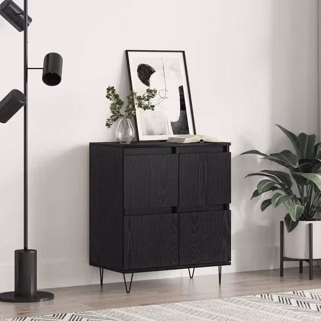 Berkfield Home Modern Sideboard with Storage Door in Black, W/D/H: 60 x 35 x 70 cm