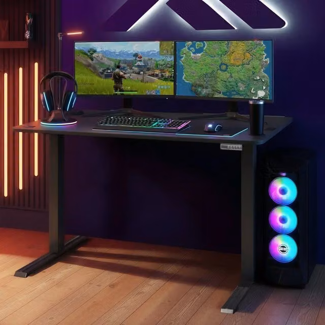 X Rocker Ascend Electric Height Adjustable Gaming Desk, Black, W: 120 cm, D: 60 cm, H: 80 cm – 1