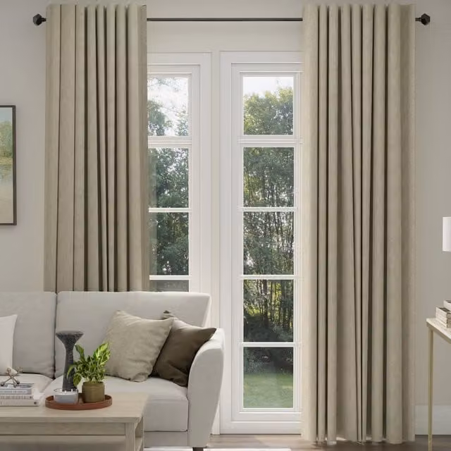 ANTE DECOR Eden Made To Measure Blackout Chenille Eyelet Curtains in Beige