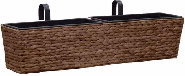 Berkfield Home Garden Brown Water Hyacinth Window Box Planters, 2 Pieces – 1