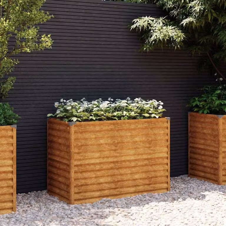 Berkfield Home Garden Raised Bed in Brown Corten Steel, W: 100 cm, D: 50 cm, H: 69 cm