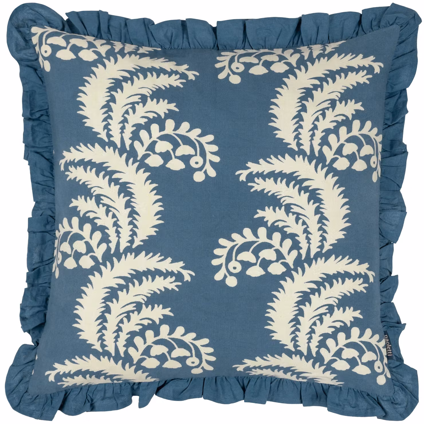 Paoletti Montrose Floral Cotton Square Cushion in Blue, W/D/H: 50 x 50 x 50 cm – 3