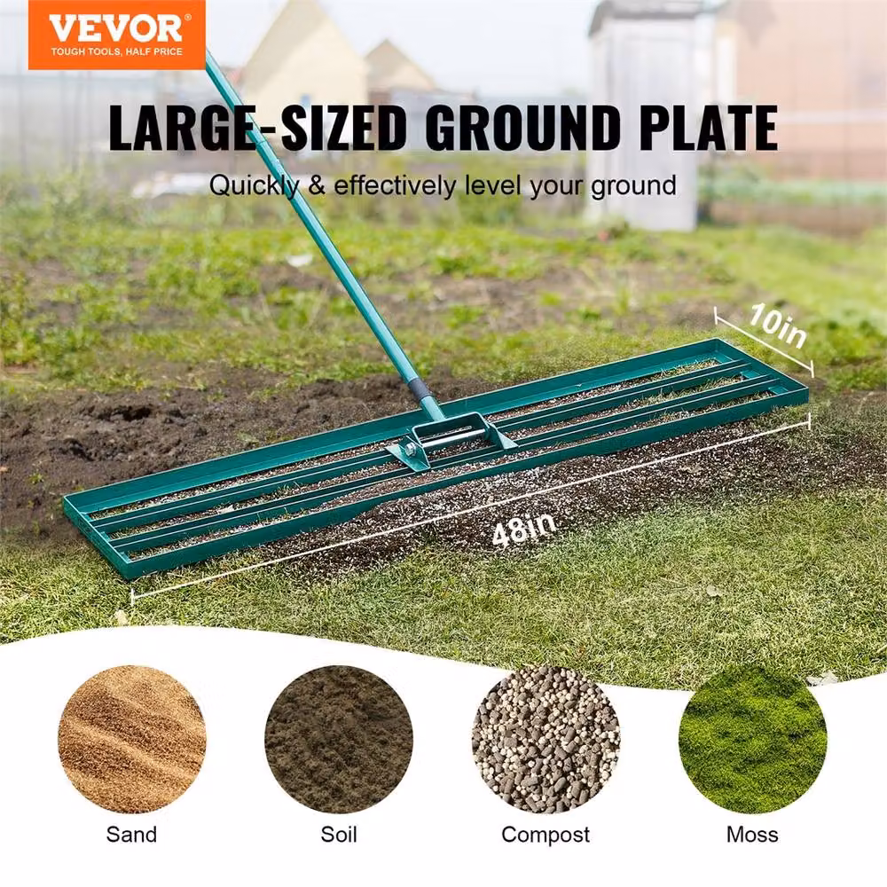 Kelvenix Lawn Leveling Rake with Steel Handle in Green – 4