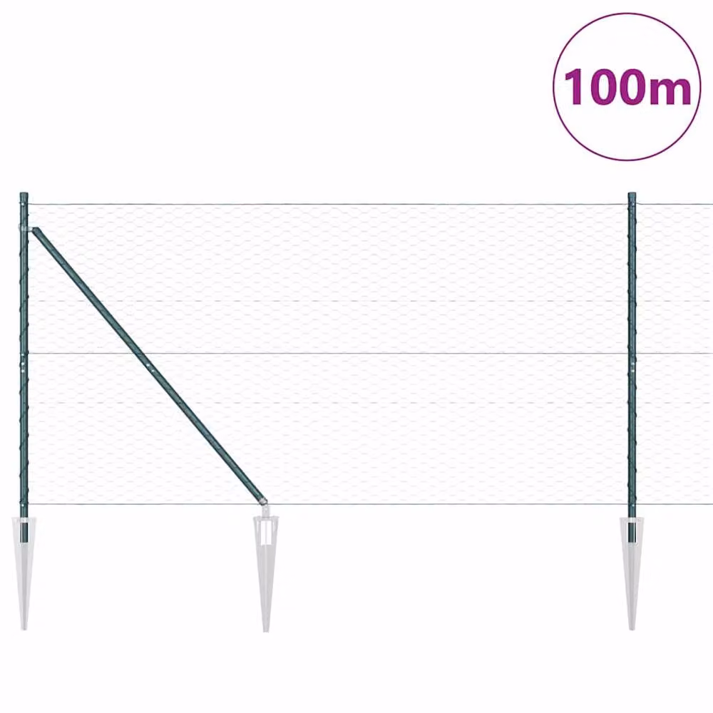 Berkfield Home Green Steel Hexagon Fence, H: 120 cm x W: 100 m – 2