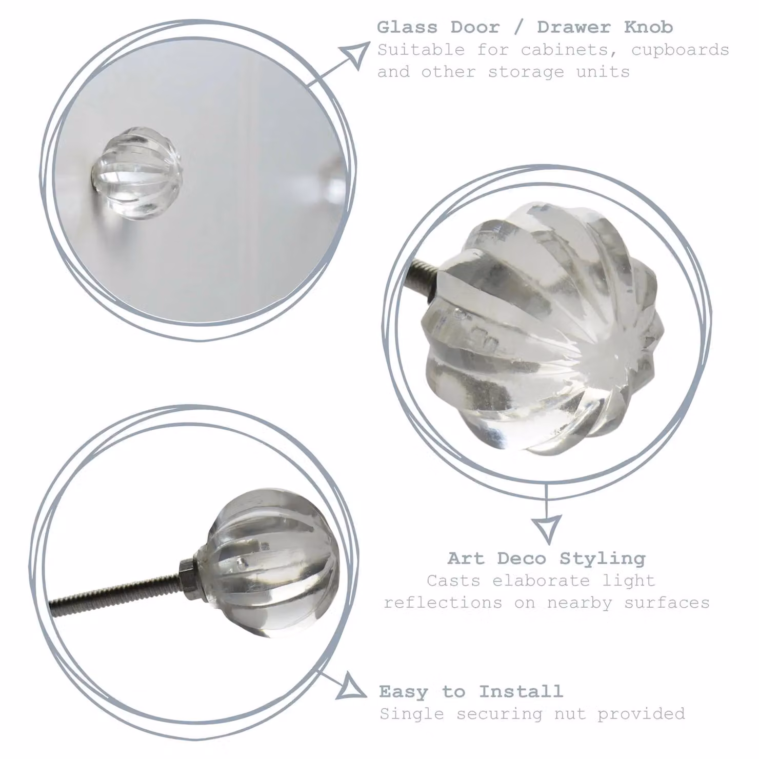 Nicola Spring Round Glass Cabinet Knob in Transparent – 2