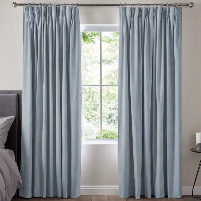 Terrys Florence Made to Measure Sky Blue Velvet Opaque Fabric Curtain Panel