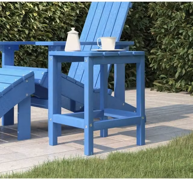 Berkfield Home Garden Adirondack Table in Aqua Blue, W/D/H: 38 x 38 x 46 cm