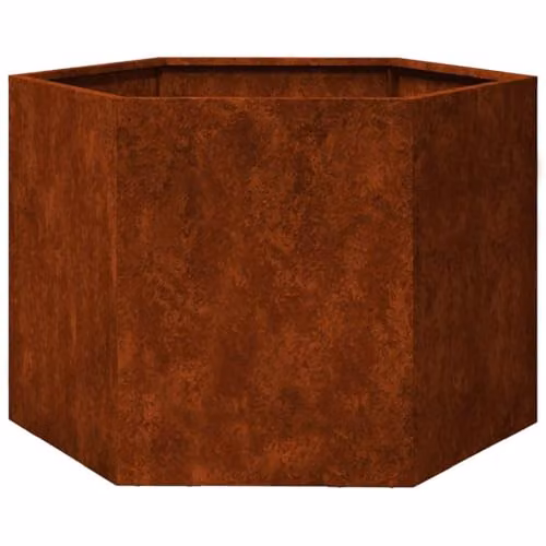 vidaXL Rusty Corten Steel Planter Tub, Brown, W: 60 cm, D: 60 cm, H: 45 cm