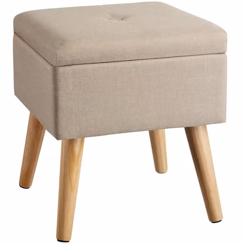tectake Elva Storage Stool with Padded Removable Top in Sand, W/D/H: 36.5 x 32.5 x 32.5 cm – 1