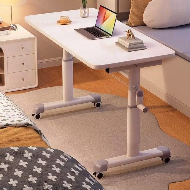 EONLION Height Adjustable Laptop Desk with Castors, White, W: 80 cm, D: 60 cm, H: 80 cm – 1