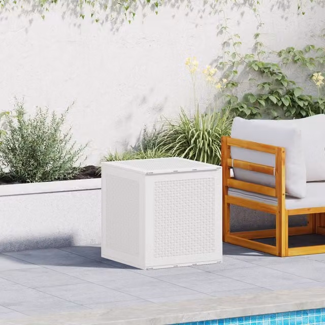 Berkfield Home Garden Storage Box in White, W/D/H: 55 x 53 x 57 cm – 1
