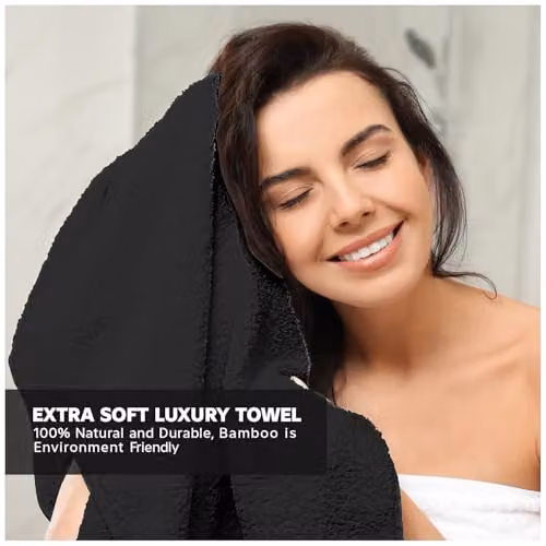 Gaveno Cavailia Bamboo and Cotton Hand Towels, 2 Pack, Black, W/D/H: 50 x 80 cm – 4