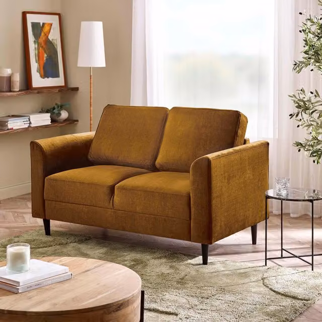 FurnitureboxUK Logan 2 Seater Fabric Sofa in Orange – 1