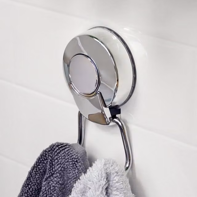 Showerdrape SuctionLoc Chrome Steel Wall Mounted Robe Hook in Silver