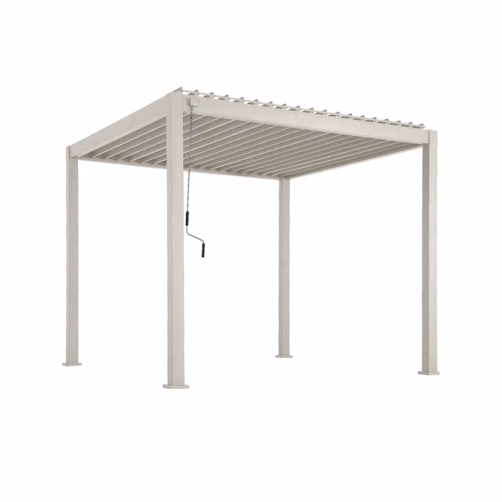 sweeek V2 Aluminium Louvered Pergola in Beige, W: 300 cm, D: 300 cm, H: 255 cm – 2