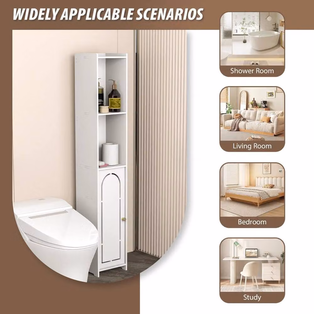 FORGEVIO Modern White MDF Storage Cabinet with Hinged Doors and Internal Shelves, W/D/H: 117 x 20 x 20 cm – 2