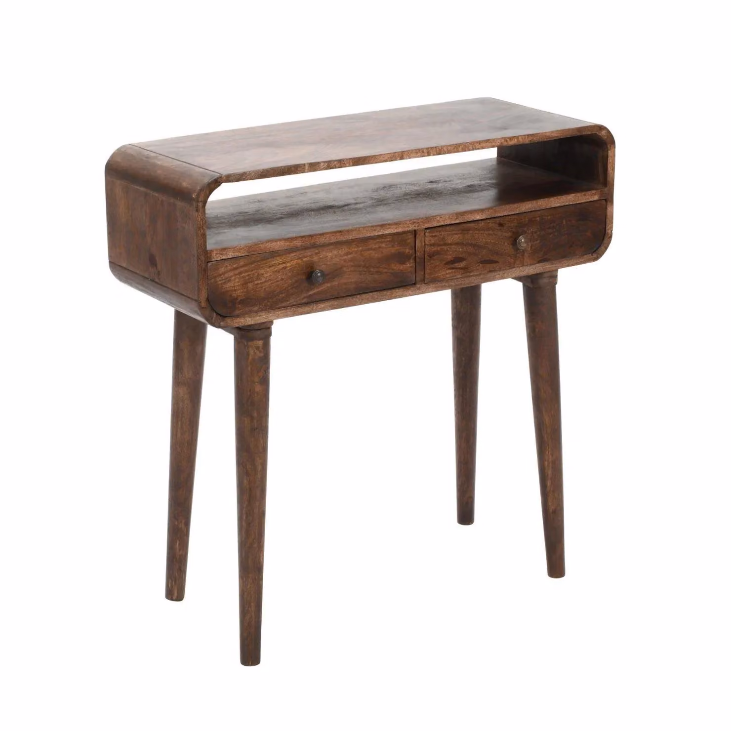 IH Design Malena Dark Mango Wood Console Table with 2 Drawers, Dark Brown, W/D/H: 90 x 35 x 90 cm – 2