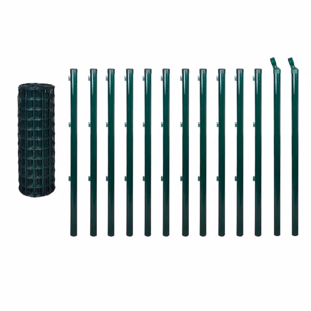 Berkfield Home Sturdy Euro Fence Green PVC-Coated Steel Round W: 25 m, H: 0.8 m – 3
