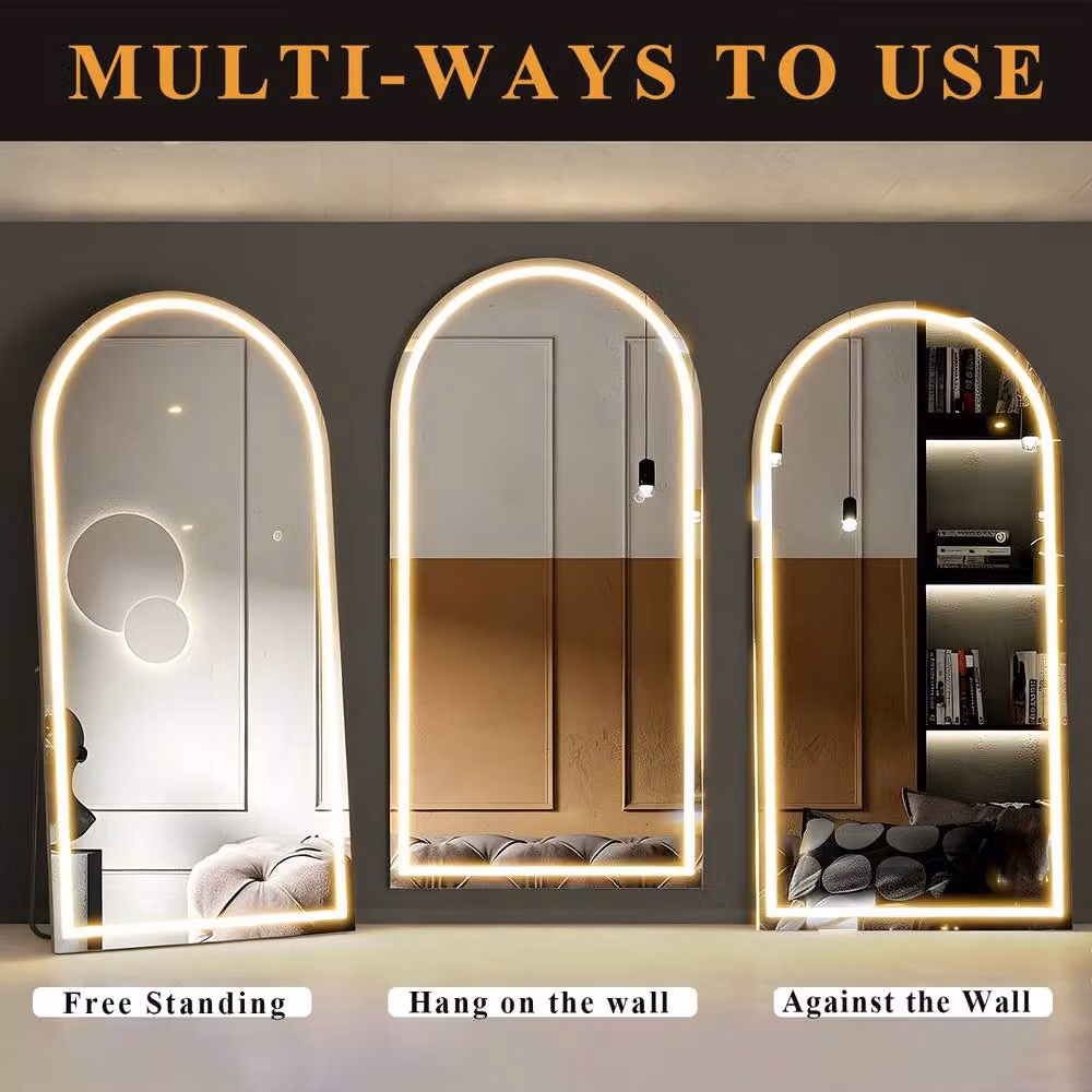 Cassilando Dimmable LED Illuminated Full Length Wall Mirror in White, W: 80 cm, H: 180 cm – 5