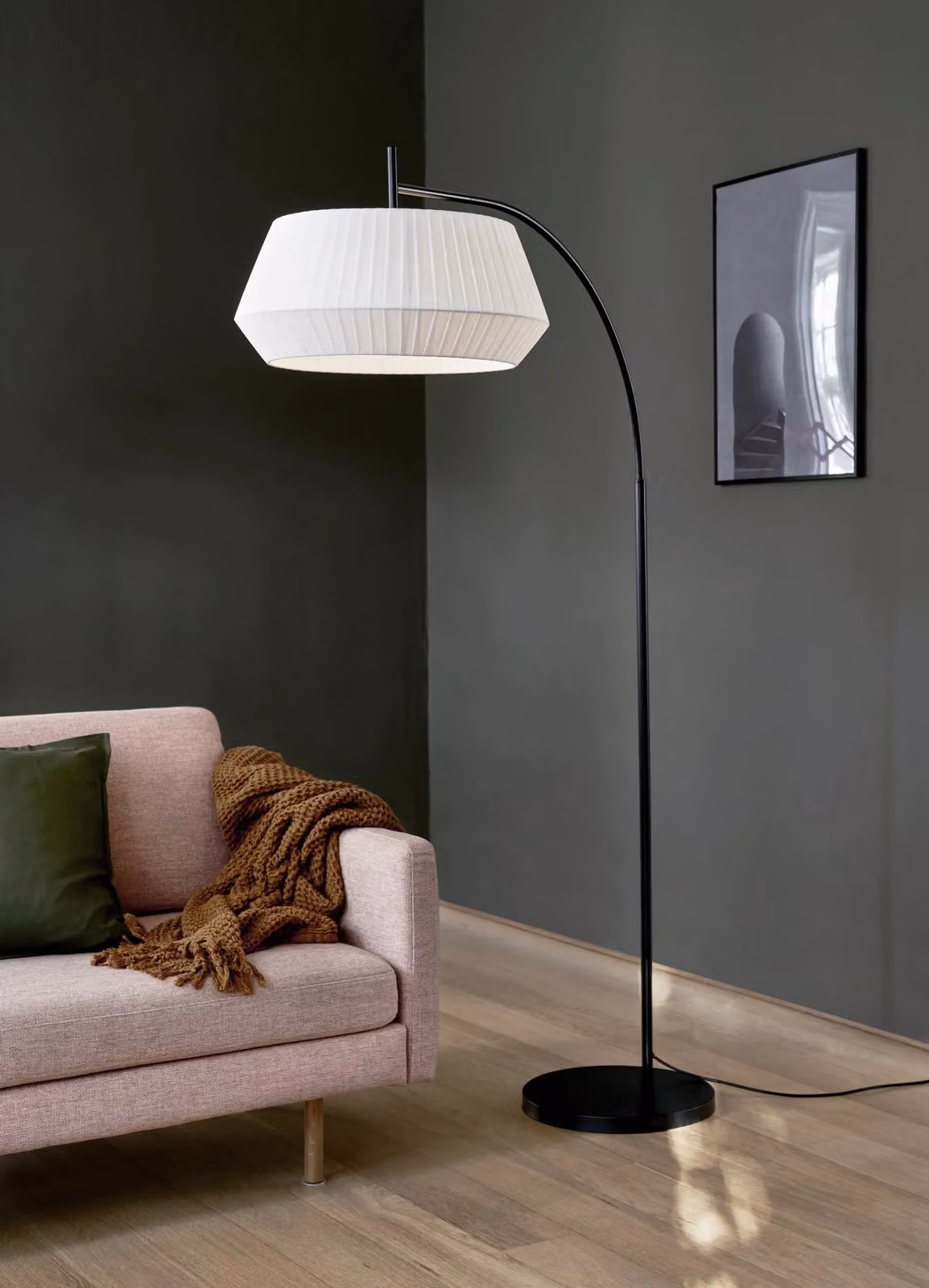 Nordlux Dicte Floor Lamp in White Fabric with E27 Socket, H 180 cm x W 53 cm x D 53 cm – 2