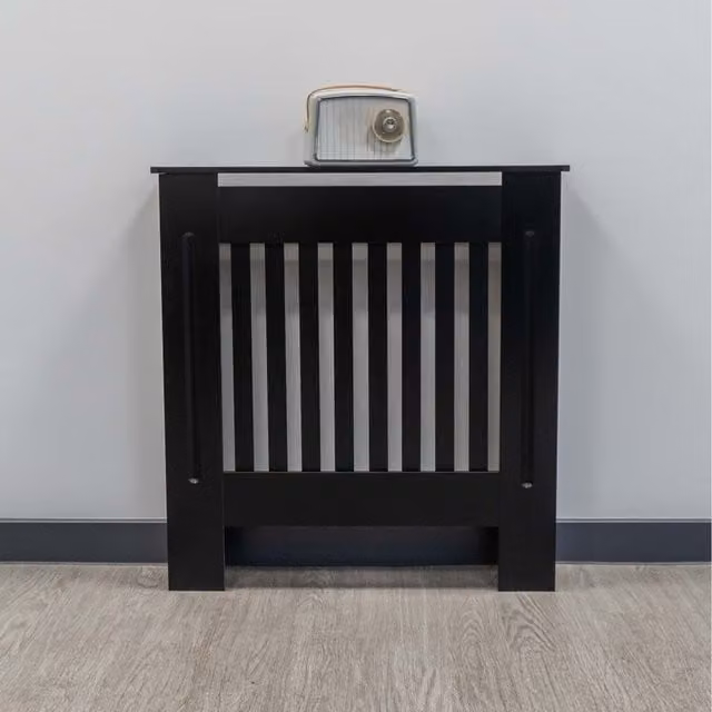 Jack Stonehouse Modern Matt Black Striped MDF Vertical Line Wall Mounted Radiator Cover