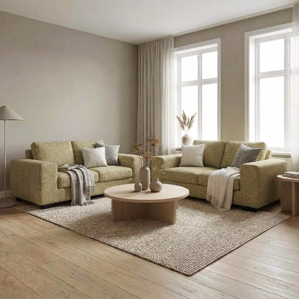 Abakus Direct Boston 2 Seater Sofa in Green with Fabric Upholstery and Solid Wood Frame – 4